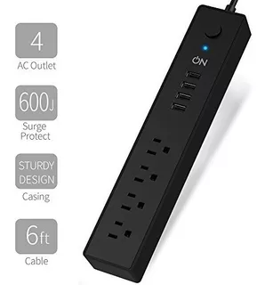 On Usb Surge Protector Power Strip-4 Multi Outlets Con 4 Pue