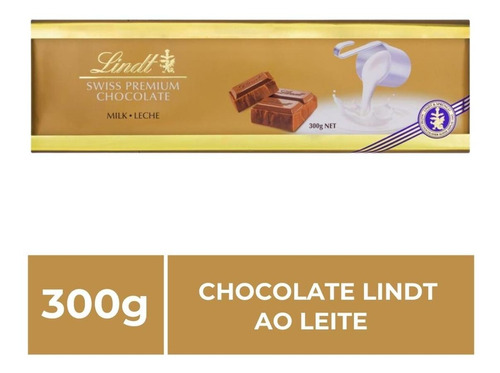 Chocolate Lindt Premium, Ao Leite, Barra De 300g