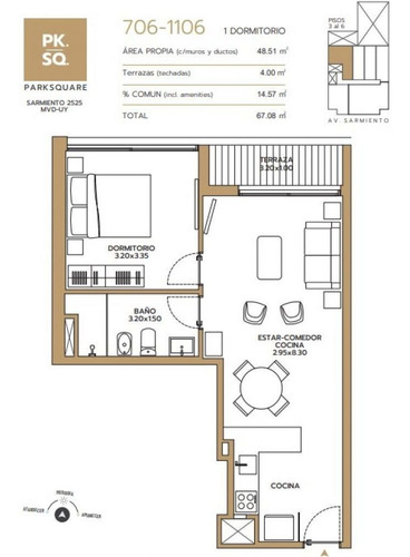 Imagen 7 de 12 de Venta Apartamento 1 Dormitorio Pocitos Park Square Sarmiento