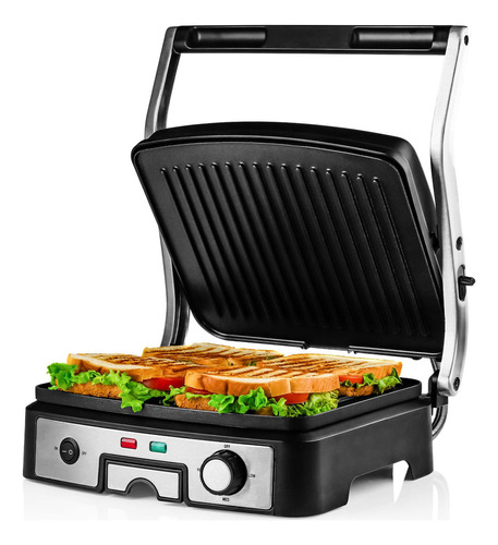 Ovente Electric Indoor Panini Press Grill With 180 Degree