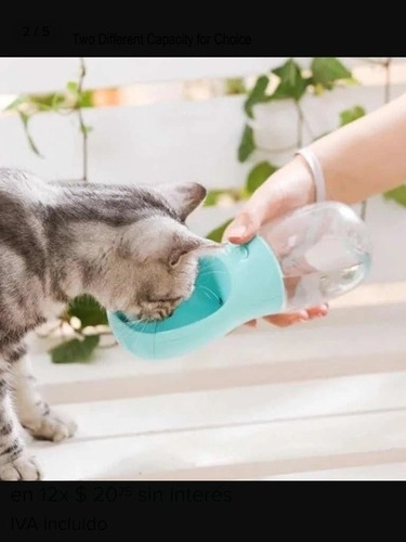 Bebedero Portátil Para Perro Chico 350 Ml De Agua Color Verde Lima O Rosa