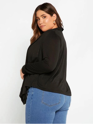 Blusa Negra Tipo Chaqueta Delgada Cordón , Tallas Extras 1xl