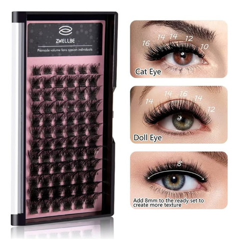 Kit De Pestaña Individuales 72 Piezas + Accesorios Reutiliza Negro