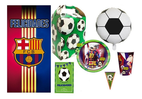 Barcelona Kit 20 Niños Dulceros Vasos Platos Fiesta Tematica