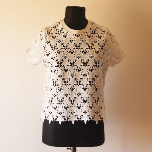 10295 Blusa Sin Usa Blanca Calada Zara Talle 26