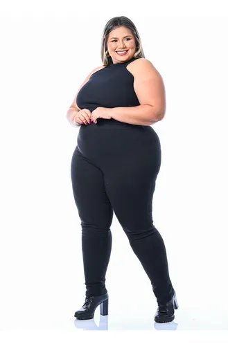 Calça Leging Plus Size Cotton Cós Alto Grosso Kit 2 Peças