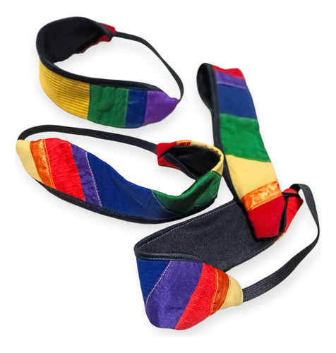 Vincha De Diseño Para El Pelo Tela Lgbt Upcycling Patchwork Lgbt Doble Borde Negro