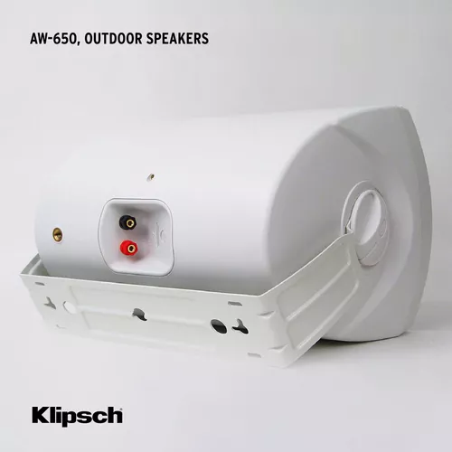  Klipsch AW-650 Altavoz para interiores y exteriores, blanco  (par) - Altavoces bidireccionales para todo tipo de clima - Woofer IMG de  6.5 pulgadas y tweeter de cúpula de titanio de 1