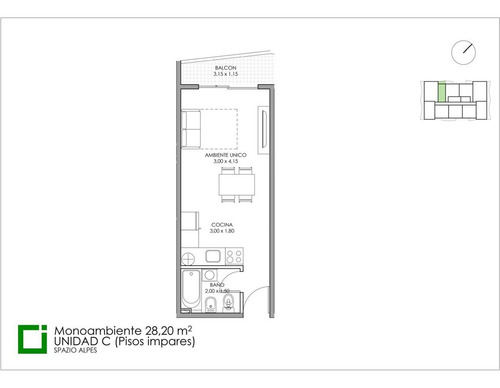 Dpto Monoambiente Venta Con Balcon Full Amenities