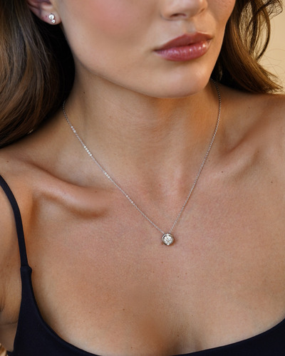 Colar Feminino Moissanite Ponto De Luz Pingente 1ct Cert Gra
