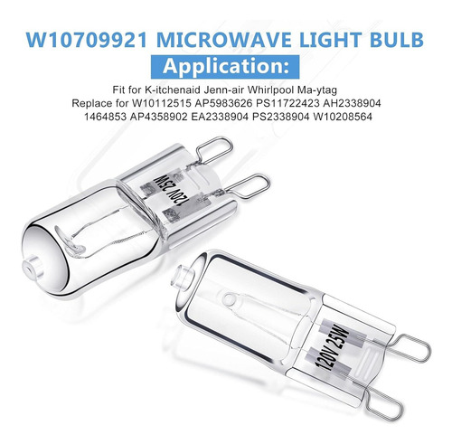 Ganeen 4 Pieces W10709921 Microwave Light Bulbs Halogen Nnf