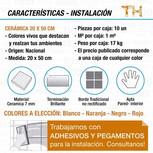 Ceramica Color Pared Pulido Espejo 20x50 Cocina Living Baño