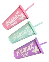 Comprar 100 Vasos Urgente Xv Años Boda Bautizo Popote Personalizados
