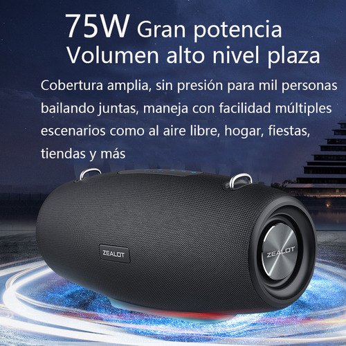Bocina Bluetooth Zealot S67 75w Portátil Negra Negro