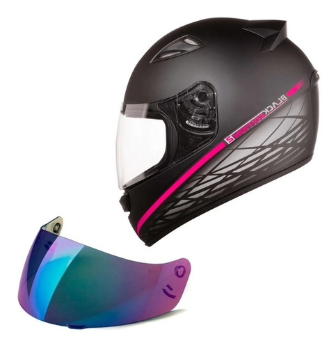 Capacete Ebf Spark Borboleta Branco Rosa + Viseira Camaleão