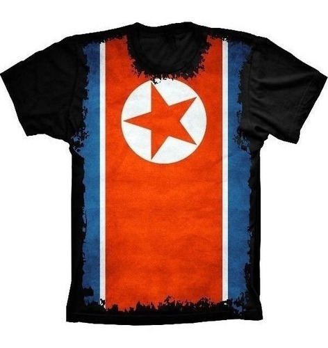 Camiseta Estilosa 3d Fullprint Bandeira Da Coreia Do Norte