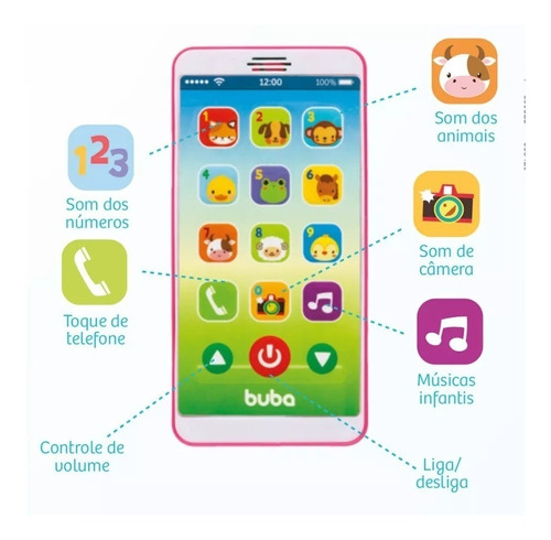 Celular Infantil Baby Phone - Rosa - Buba + Envio Rápido