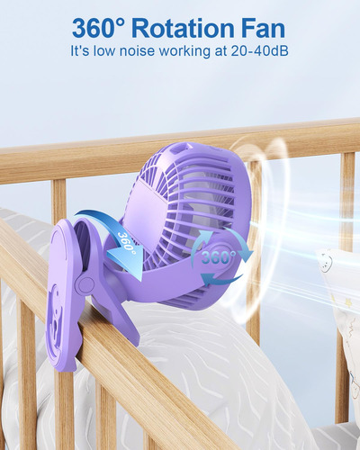 Ventilador Portátil Con Clip Recargable 4000 Mah 4 Velocidad Morado