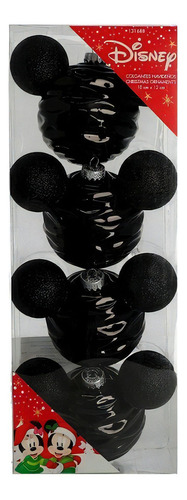 Esferas Navideñas Disney 10 Cm Color Negro (4 Piezas