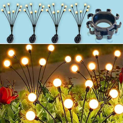 Hxweiye 4 Pack Solar Firefly Garden Lights Con Separador, 8l