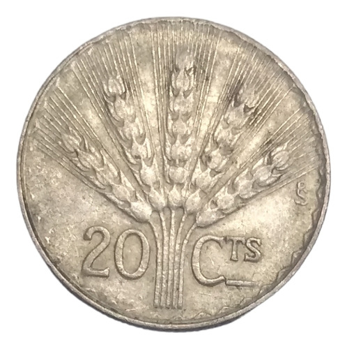 Moneda Uruguay 20 Centésimos Plata Ley 720 Año 1942