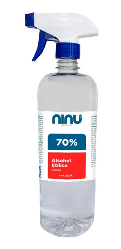 Solución Sanitizante Ninu 1 L Alcohol Al 70% Con Atomizador