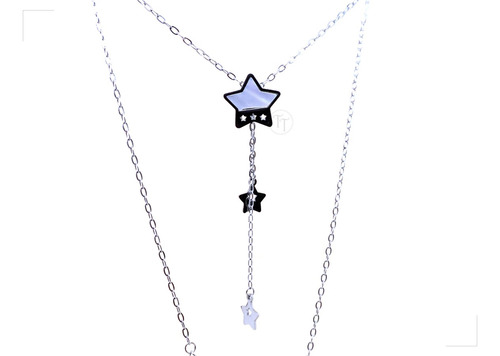 Collar Corbatin Estrellas Titanio 18k By Thi Tur®madre Perla