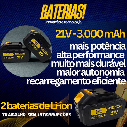 Esmerilhadeira Lixadeira Angular Profissional 2 Baterias 21v