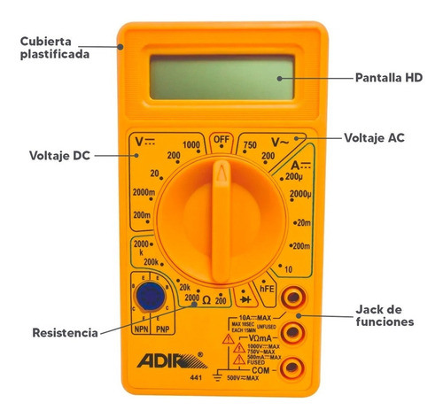 Multimetro Digital Pantalla Digital Adir 441