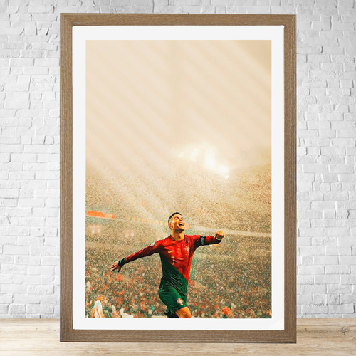 Cuadro Cristiano Ronaldo 30x40 Vidrio Listo Para Colgar C510 Marrón Claro Moderno
