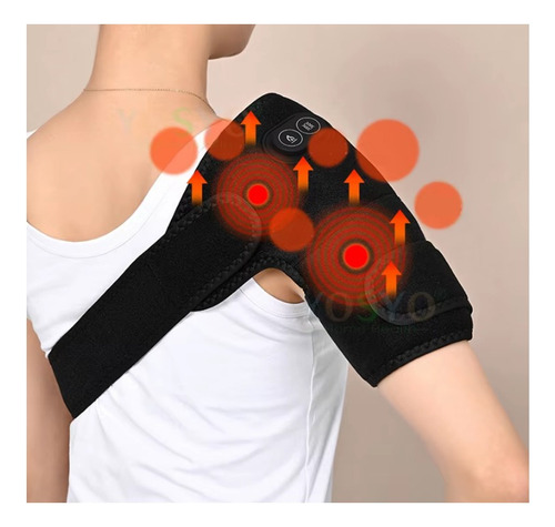 Hombrera Masajeador Calefactable Ajustable Vibración Negro