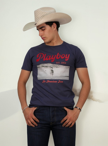 Playera Vaquera Unisex Estampada Cuello Redondo