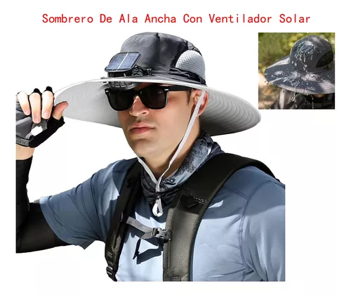 Sombrero De Ala Ancha Con Ventilador Solar