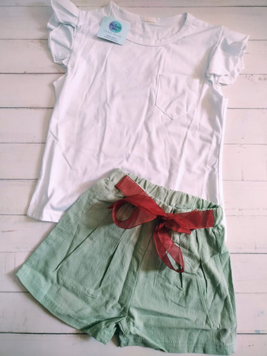 Conjunto Short Y Blusa Casual Para Niña Verano Playa