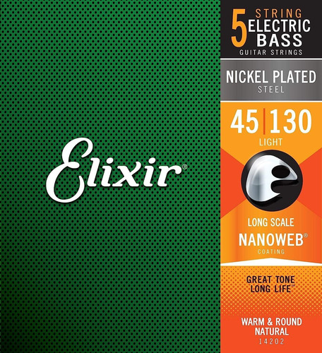 Encordado Para Bajo 5 Cuerdas Elixir 14202  45 130 Nanoweb