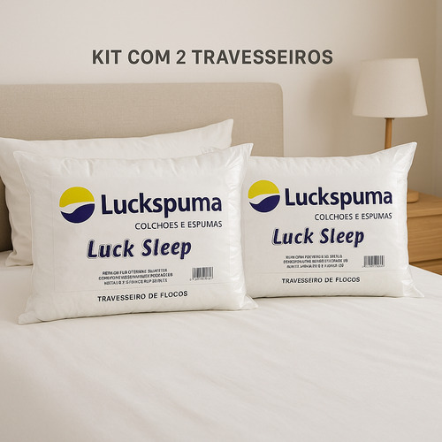 Kit Com 2 Travesseiros Luckspuma Flocos Espuma Macio E Firme
