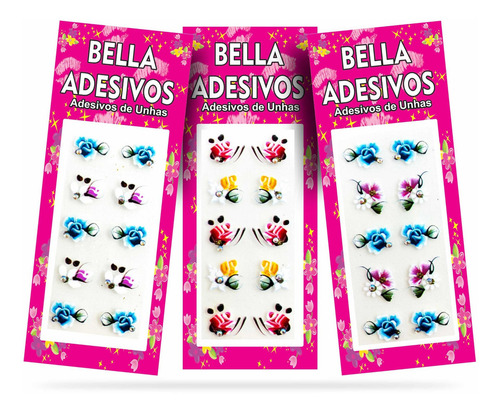 300 Adesivos De Unha, Bella Atacado 3d