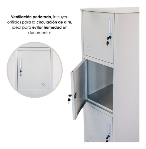 Locker Metálico Ilios Innova 4 Espacios Con Llave Individual Color Gris