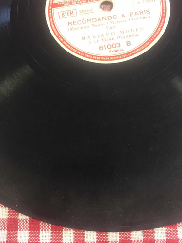 Disco De Pasta Mariano Mores Odeon 61003 78 Rpm (Usado)
