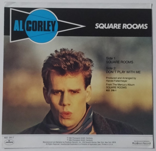Al Corley Square Rooms Simple Vinilo 7 Ps Usa 1984 Estándar (Usado)