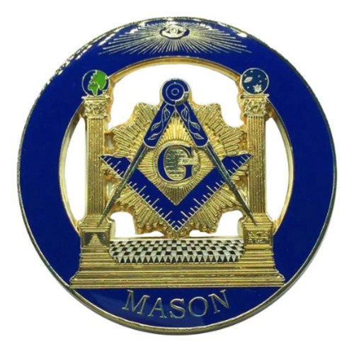 Emblema Adesivo 3d Maçonaria Maçom Pilares Azul Metal