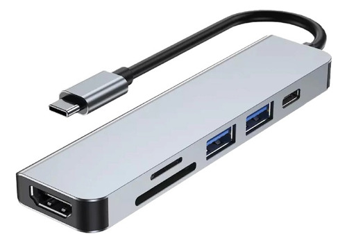 Hub Usb Tipo C 6 En 1 / Hdmi 4k*2k / 2*usb 3.0 / Tipoc / Sd+