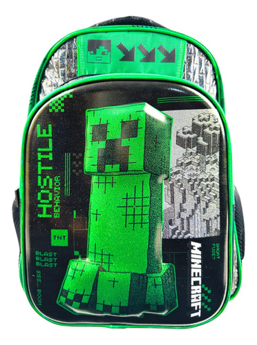 Kit Mochila, Lonchera, Lapicera Minecraft Pelicula Original1 Verde Minecraft