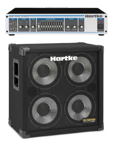 Hartke Ha2500 + 410xl Stack Cabezal De Bajo + Caja 4 X 10'