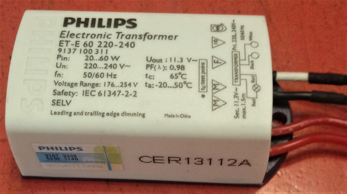 Transformador Electrónico 12 Volt Dimerizable Marca Philips