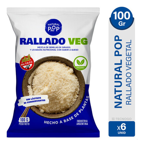 Mezcla Rallado Natural Pop Vegetal Sin Tacc Y Sin Lacteos X6