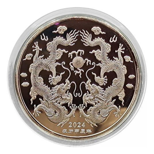 3 Moneda Comercial De Año Nuevo Chino 2024, Moneda De Plata