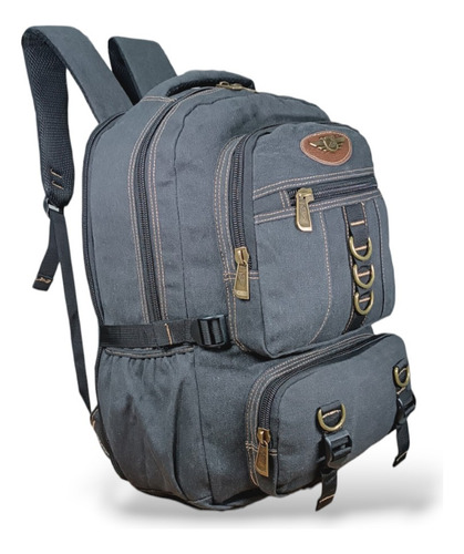Mochila Para Viagem Wlxy7001 - Expansiva Até 50 Litros, Lona Cor Preto Desenho Do Tecido Lisa