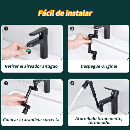 Aireador Extensor De Grifo Giratorio Con Cabezal De Rociador