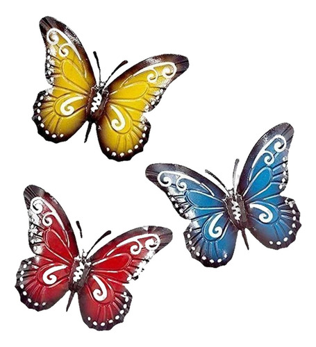 3 Uds Mariposa Pared Escultura Decoración Artesanía Hierro